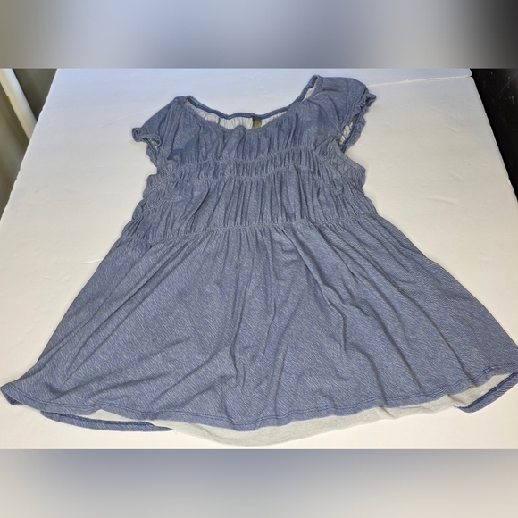 Pretty  boho Pennington Blue Summer Top with ruching 95% viscose 3XL - Picture 5 of 16